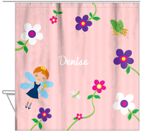 Thumbnail for Personalized Fairy Shower Curtain IV - Flower Fairy - Redhead Fairy - Hanging View