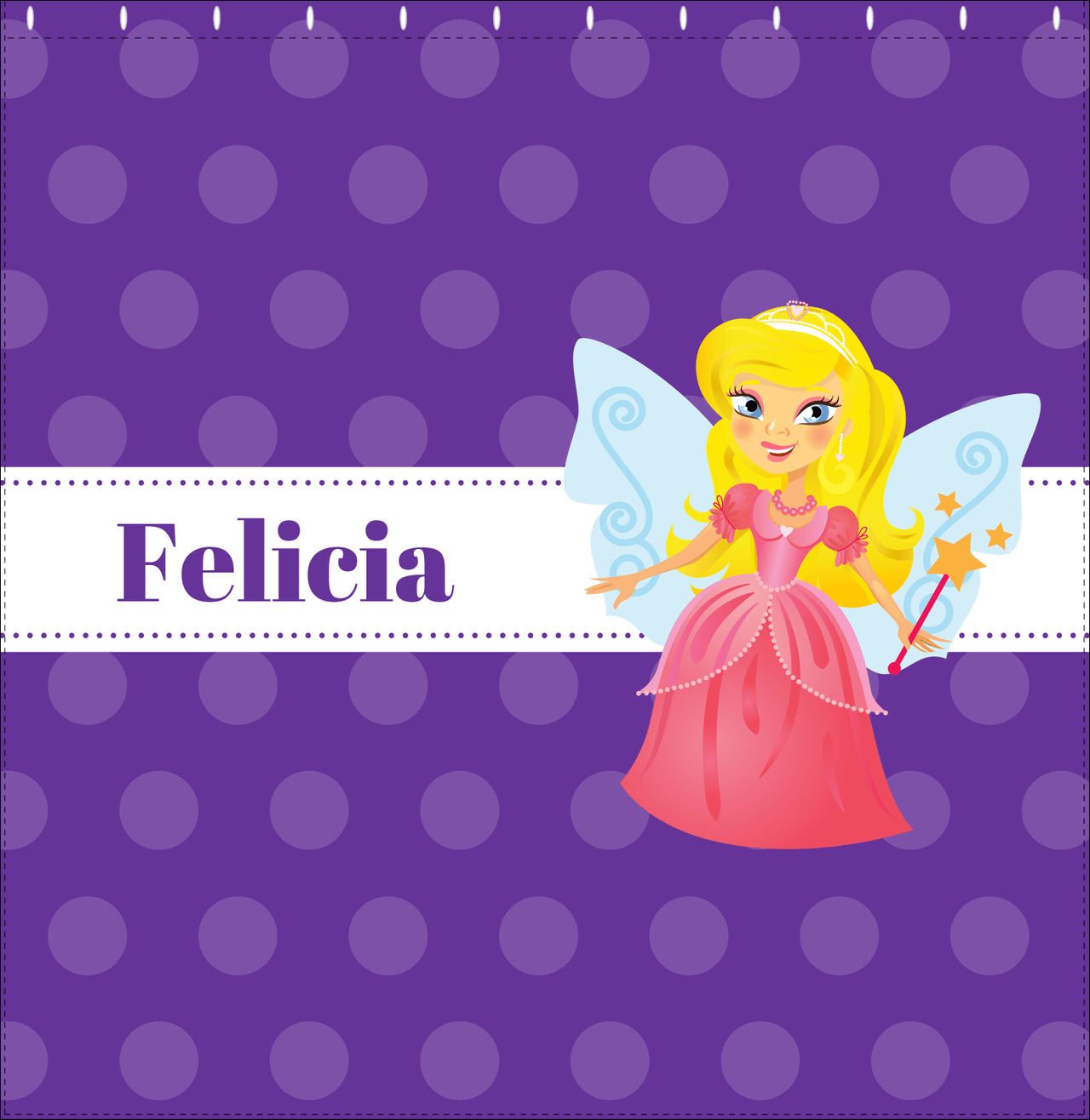 Personalized Fairy Shower Curtain VI - Ribbon Nameplate - Blonde Fairy - Decorate View