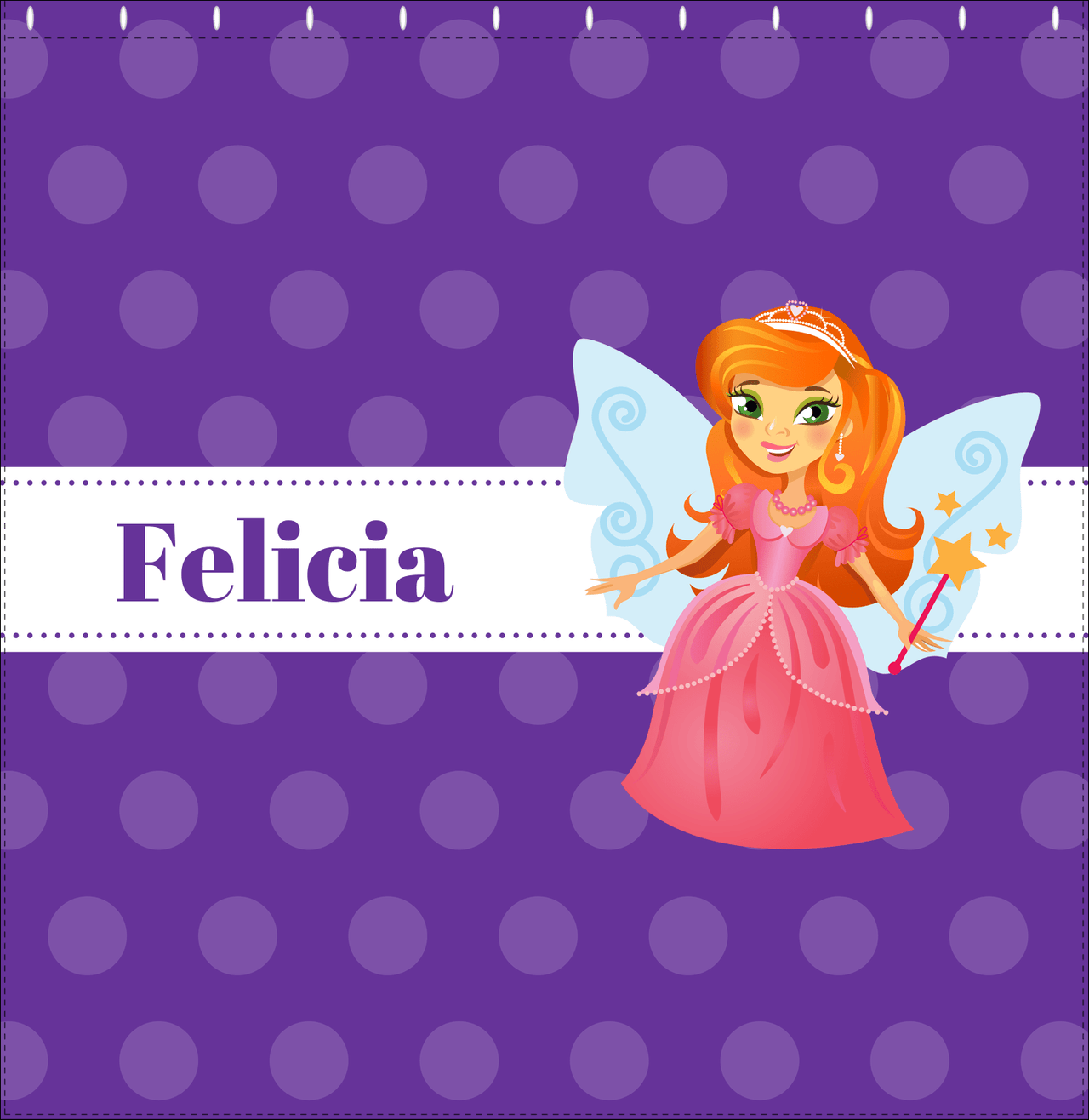 Personalized Fairy Shower Curtain VI - Ribbon Nameplate - Redhead Fairy - Decorate View