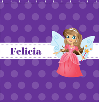 Thumbnail for Personalized Fairy Shower Curtain VI - Ribbon Nameplate - Brunette Fairy - Decorate View