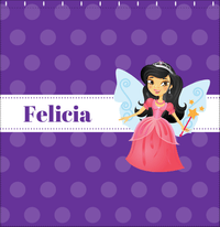 Thumbnail for Personalized Fairy Shower Curtain VI - Ribbon Nameplate - Black Hair Fairy II - Decorate View