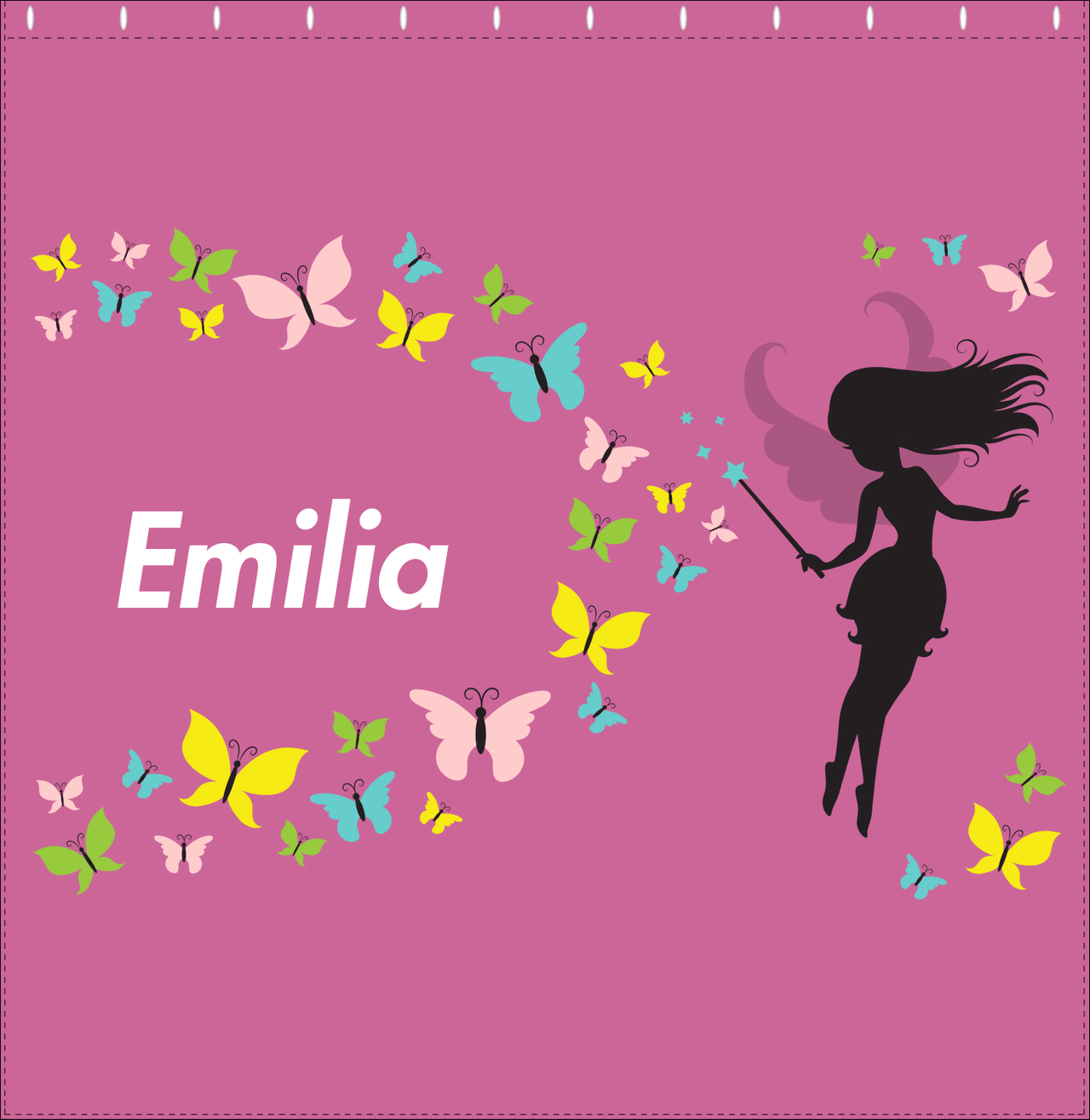 Personalized Fairy Shower Curtain VIII - Butterfly Fairy - Pink Background - Decorate View