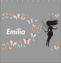 Thumbnail for Personalized Fairy Shower Curtain VIII - Butterfly Fairy - Grey Background - Decorate View