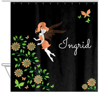 Thumbnail for Personalized Fairy Shower Curtain X - Butterfly Fairy - Black Background - Hanging View