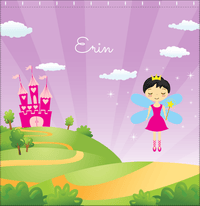 Thumbnail for Personalized Fairy Shower Curtain V - Castle Heart - Black Hair Fairy II - Decorate View