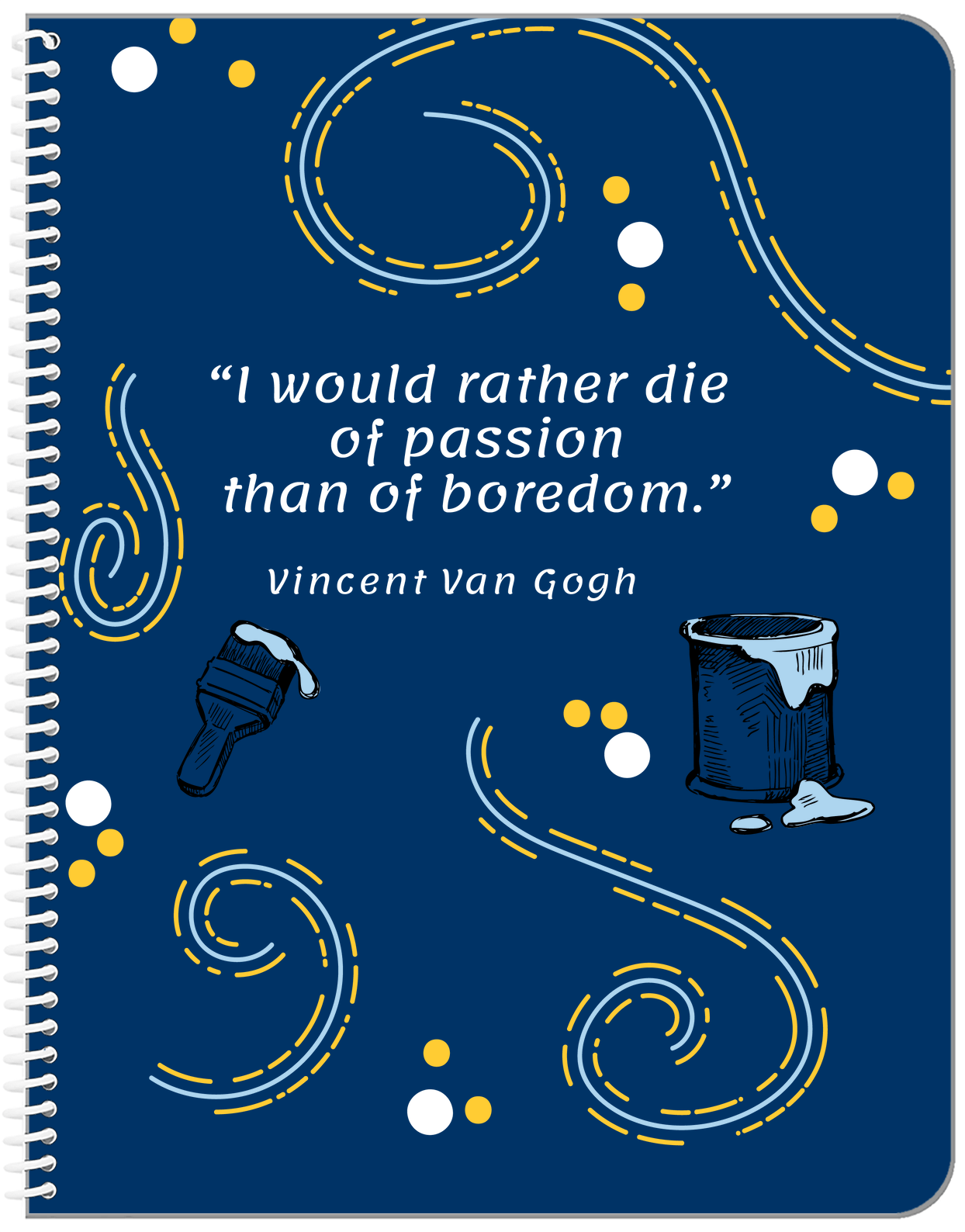 Personalized Famous Quotes Notebook - Vincent Van Gogh - Front View