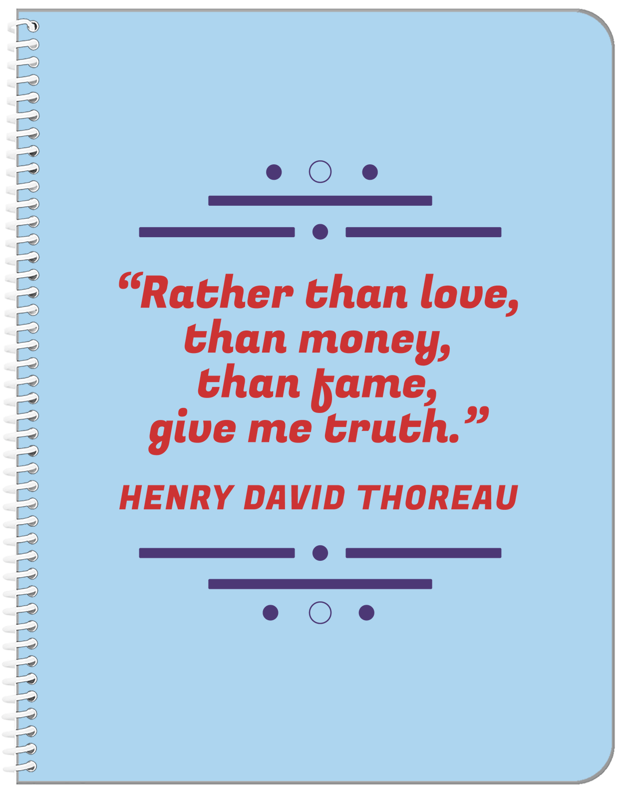 Personalized Famous Quotes Notebook - Henry David Thoreau - Front View