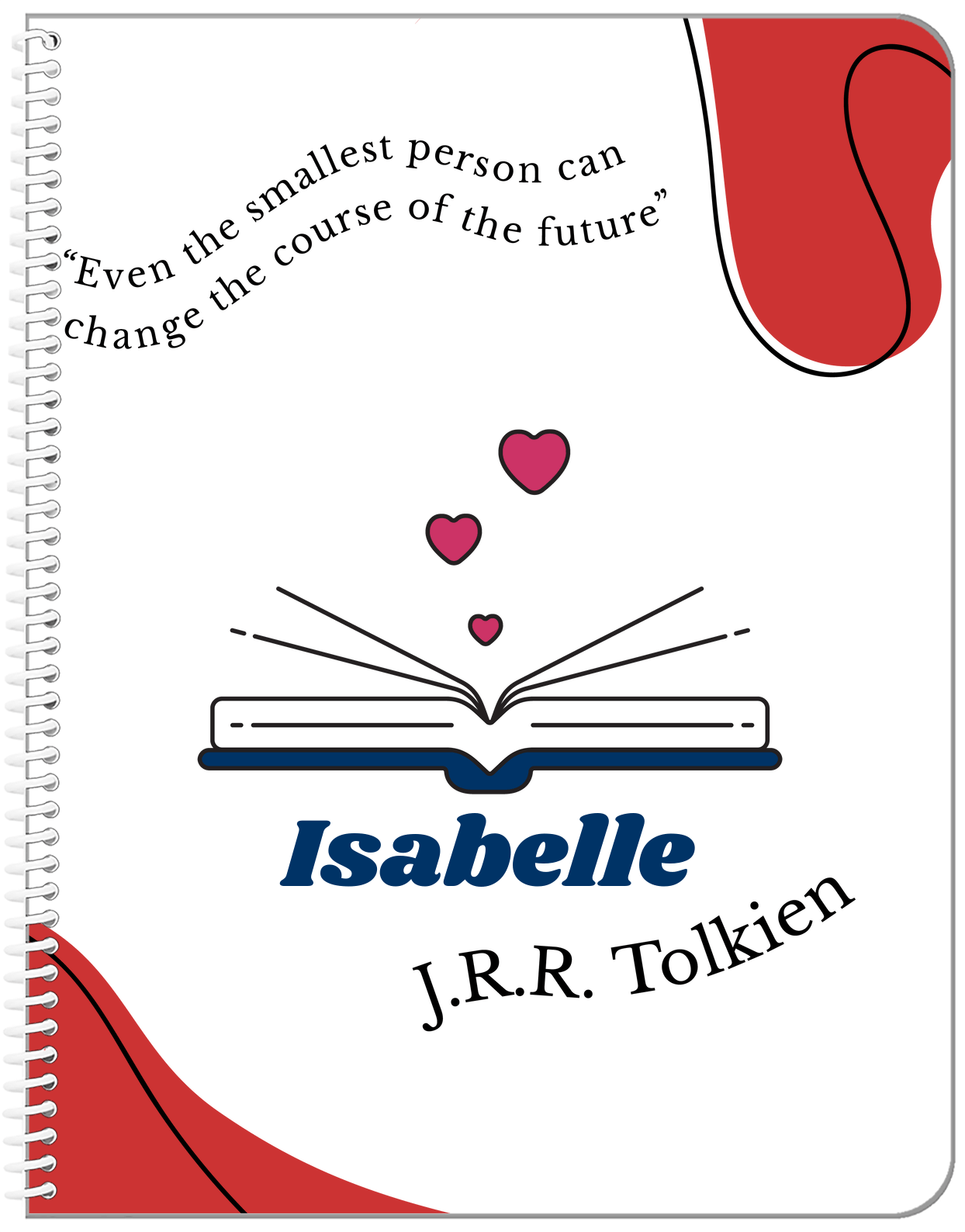 Personalized Famous Quotes Notebook - JRR Tolkien - Front View