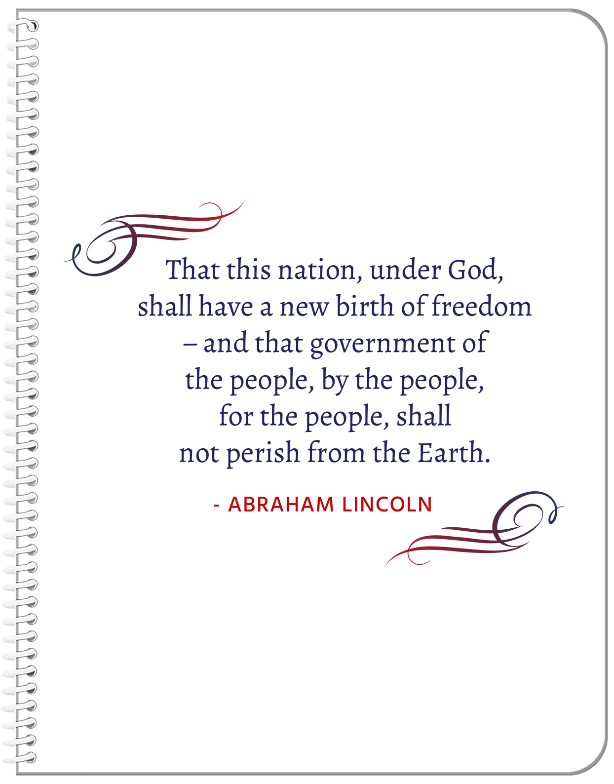 Famous Quotes Notebook - Abraham Lincoln - Front View