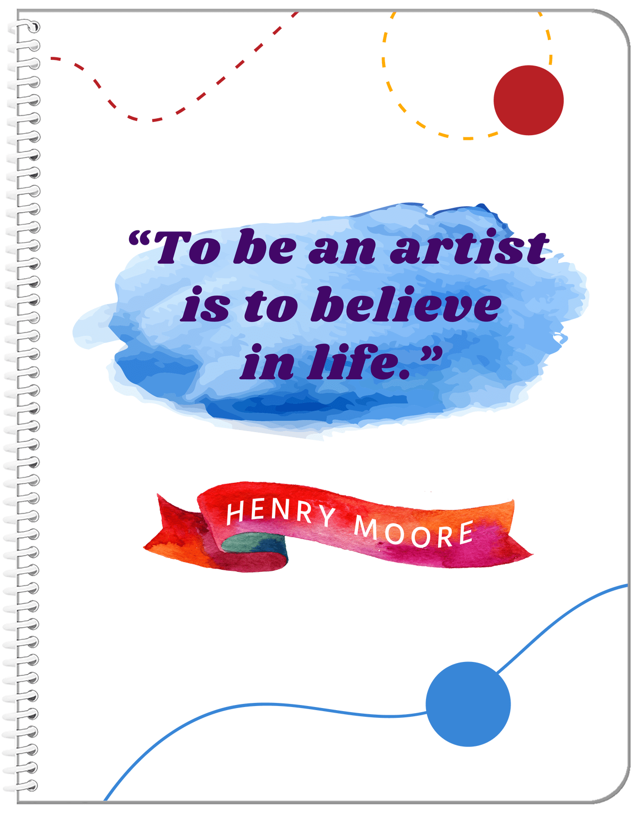 Famous Quotes Notebook - Henry Moore - Front View
