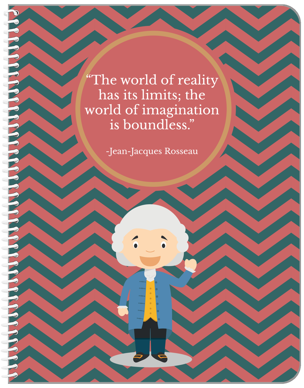 Famous Quotes Notebook - Jean-Jacques Rousseau - Front View