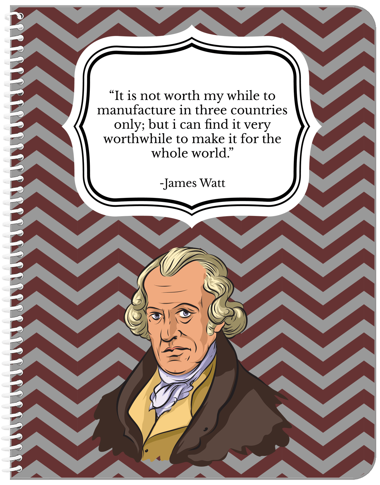 Famous Quotes Notebook - James Watt - Front View