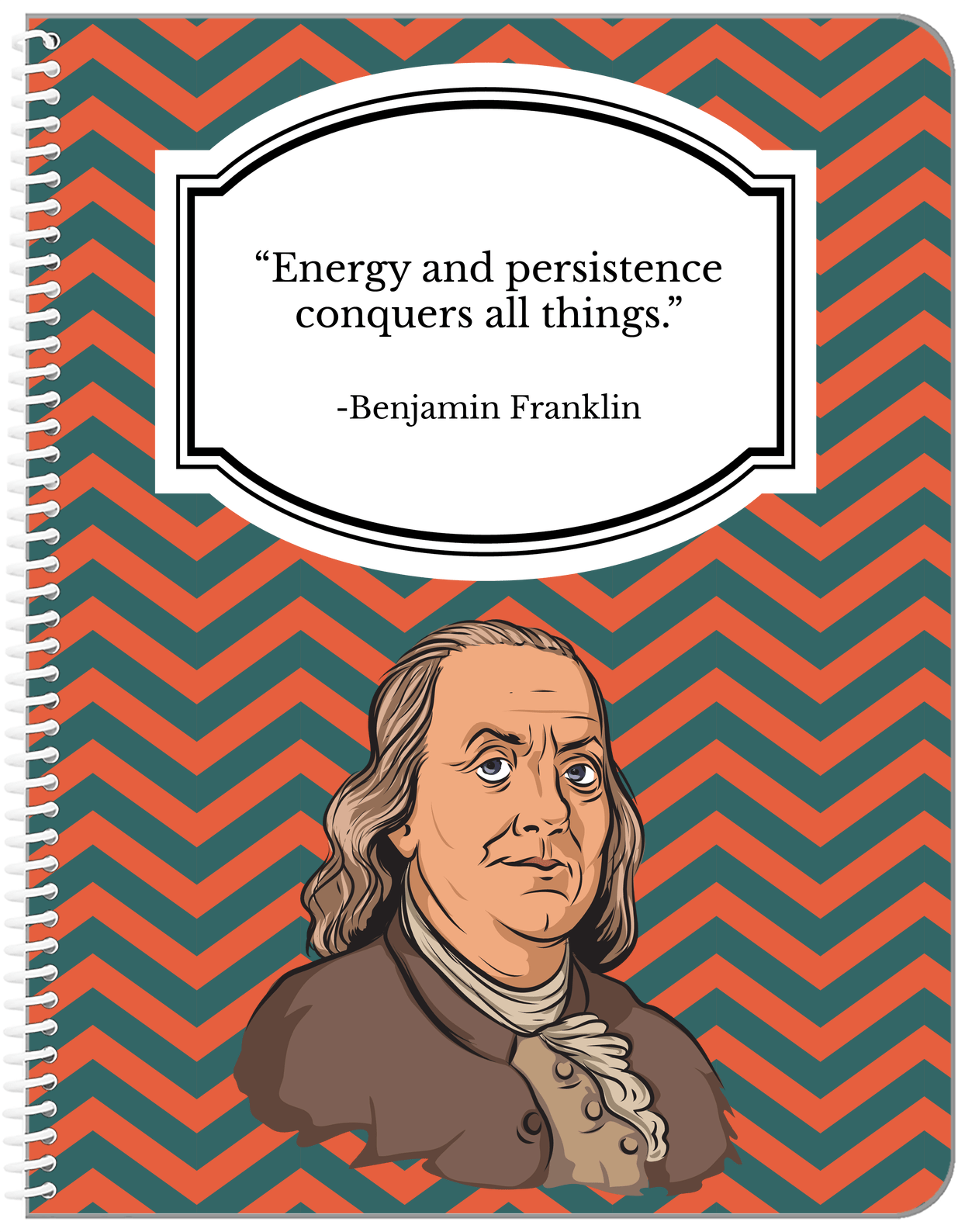 Famous Quotes Notebook - Benjamin Franklin - Front View
