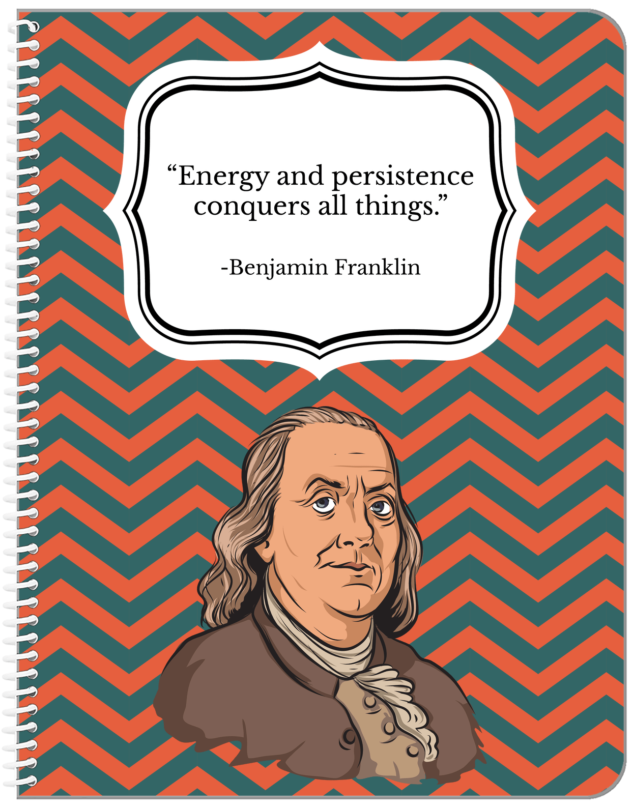 Famous Quotes Notebook - Benjamin Franklin - Front View