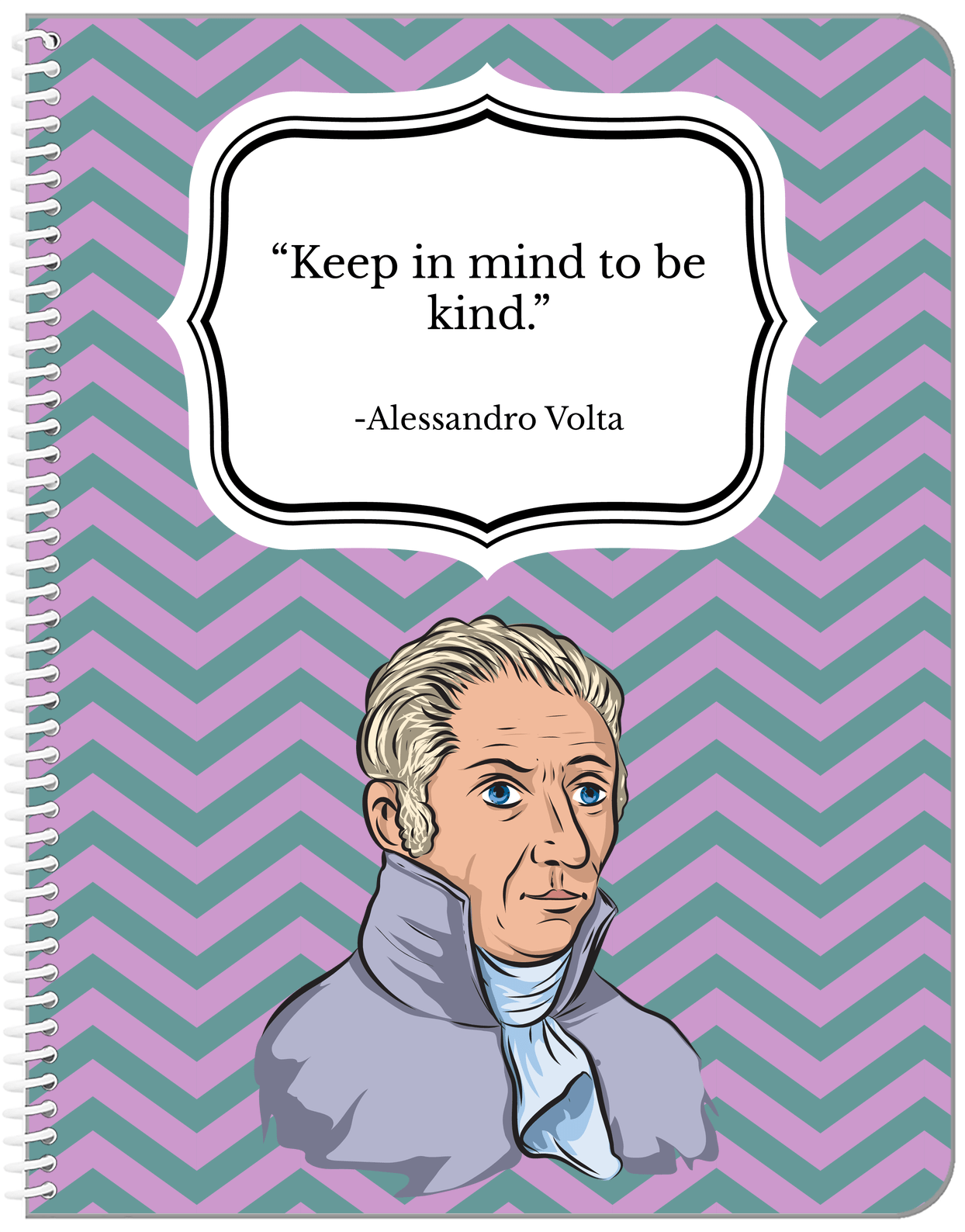 Famous Quotes Notebook - Alessandro Volta - Front View