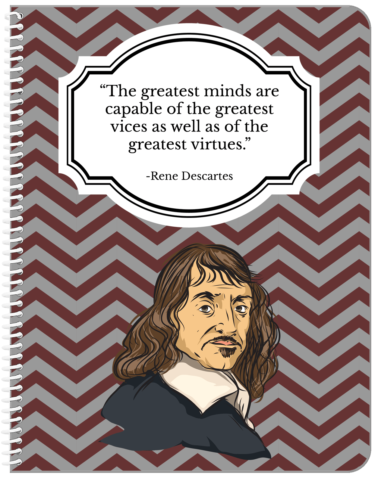 Famous Quotes Notebook - Rene Descartes - Front View