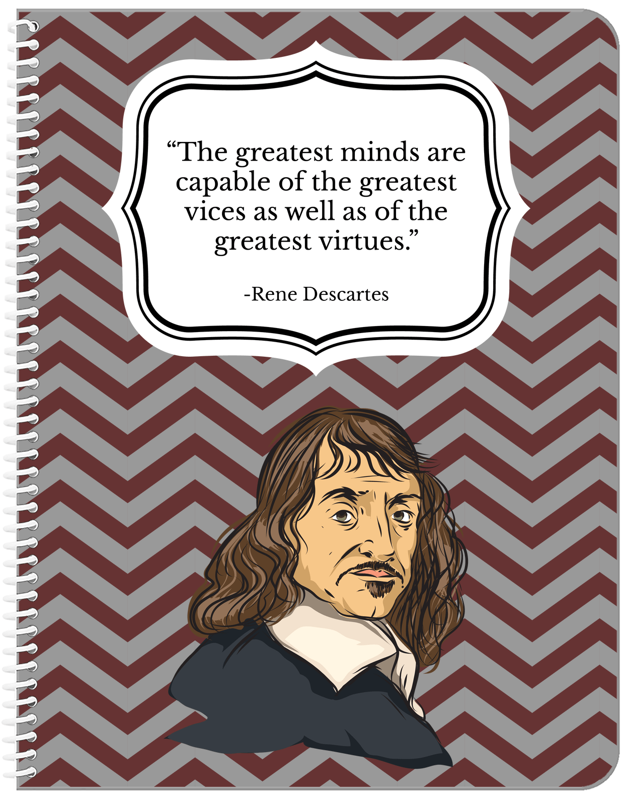 Famous Quotes Notebook - Rene Descartes - Front View