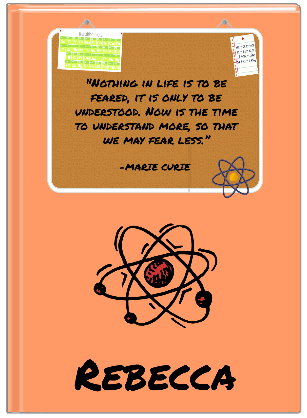 Personalized Famous Quotes Journal - Marie Curie - Front View