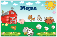 Thumbnail for Personalized Farm Animals Placemat VII - Farm Fun - Teal Background -  View