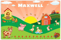 Thumbnail for Personalized Farm Animals Placemat VIII - Coop Hill - Orange Background -  View