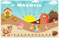 Thumbnail for Personalized Farm Animals Placemat VIII - Coop Hill - Teal Background -  View