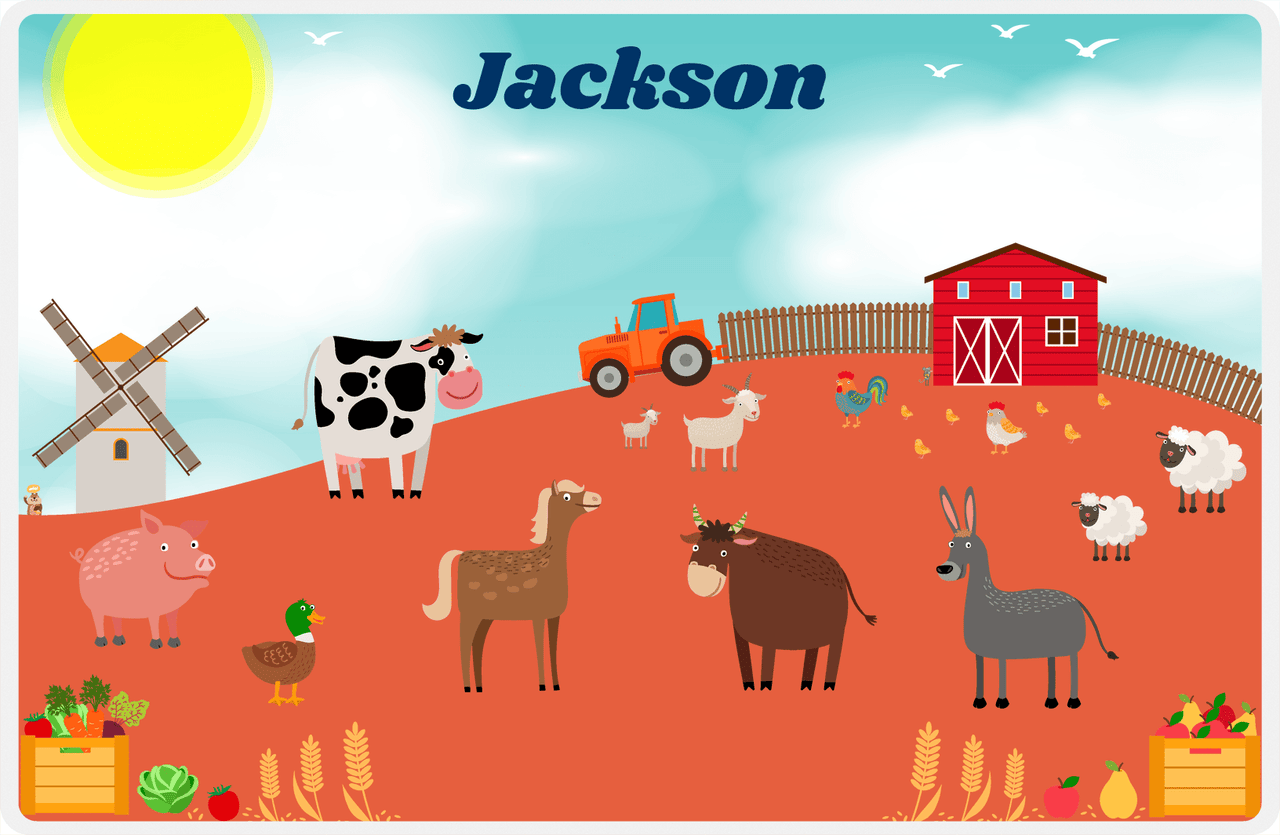 Personalized Farm Animals Placemat IX - Sunshine Farm - Teal Background -  View