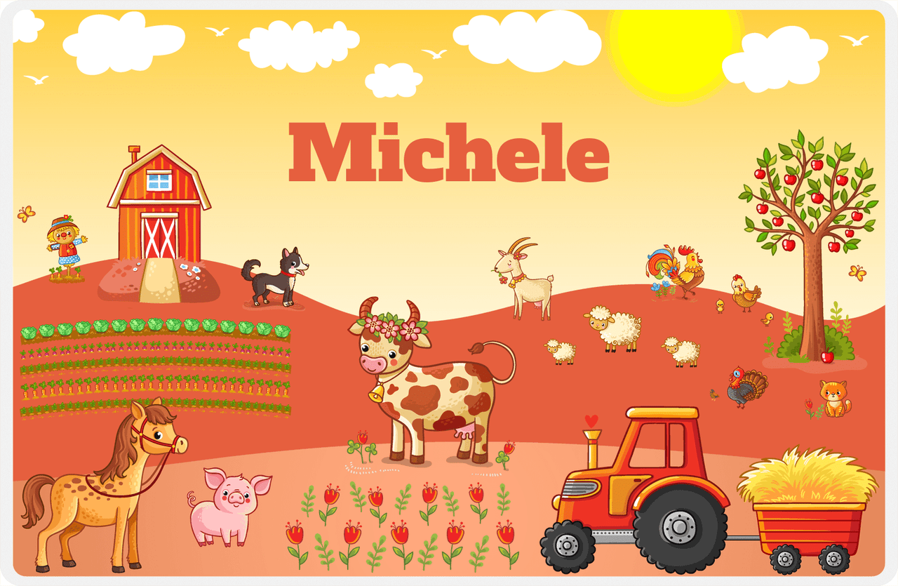 Personalized Farm Animals Placemat XI - Growing Goodness - Yellow Background -  View