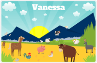 Thumbnail for Personalized Farm Animals Placemat XII - Desert Farm - Teal Background -  View