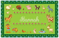 Thumbnail for Personalized Farm Animals Placemat XIV - Flower Farm - Green Background -  View