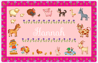 Thumbnail for Personalized Farm Animals Placemat XIV - Flower Farm - Pink Background -  View