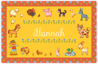 Thumbnail for Personalized Farm Animals Placemat XIV - Flower Farm - Yellow Background -  View