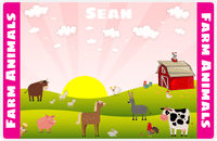 Thumbnail for Personalized Farm Animals Placemat XV - Sunrise Farm - Pink Background -  View