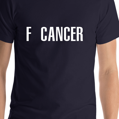 F Cancer T-Shirt - Navy Blue - Shirt Close-Up View