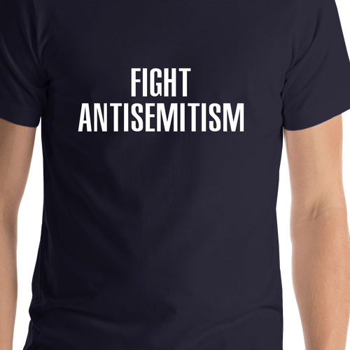 Fight Antisemitism T-Shirt - Navy Blue - Shirt Close-Up View