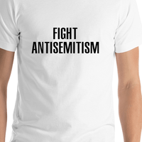 Thumbnail for Fight Antisemitism T-Shirt - White - Shirt Close-Up View