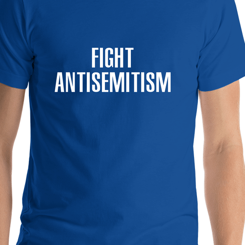 Fight Antisemitism T-Shirt - Blue - Shirt Close-Up View