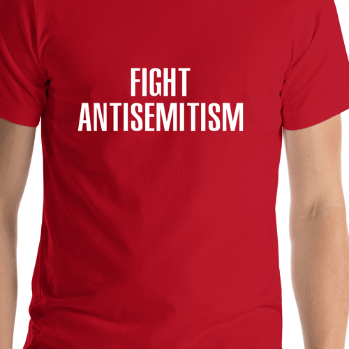 Fight Antisemitism T-Shirt - Red - Shirt Close-Up View