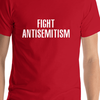 Thumbnail for Fight Antisemitism T-Shirt - Red - Shirt Close-Up View