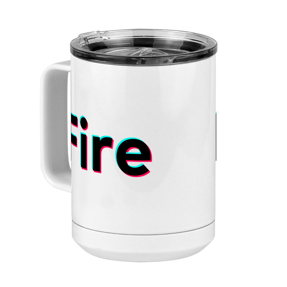Fire Coffee Mug Tumbler with Handle (15 oz) - TikTok Trends - Front Left View