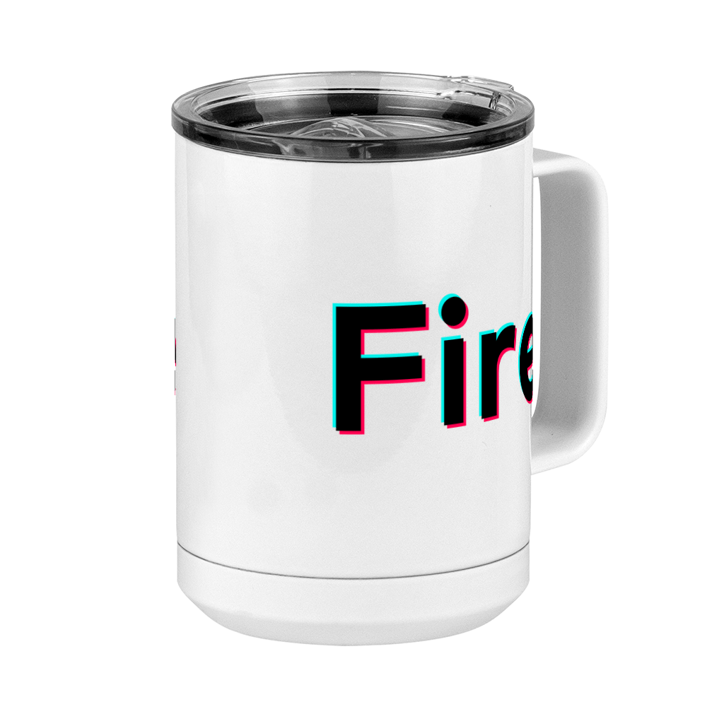 Fire Coffee Mug Tumbler with Handle (15 oz) - TikTok Trends - Front Right View