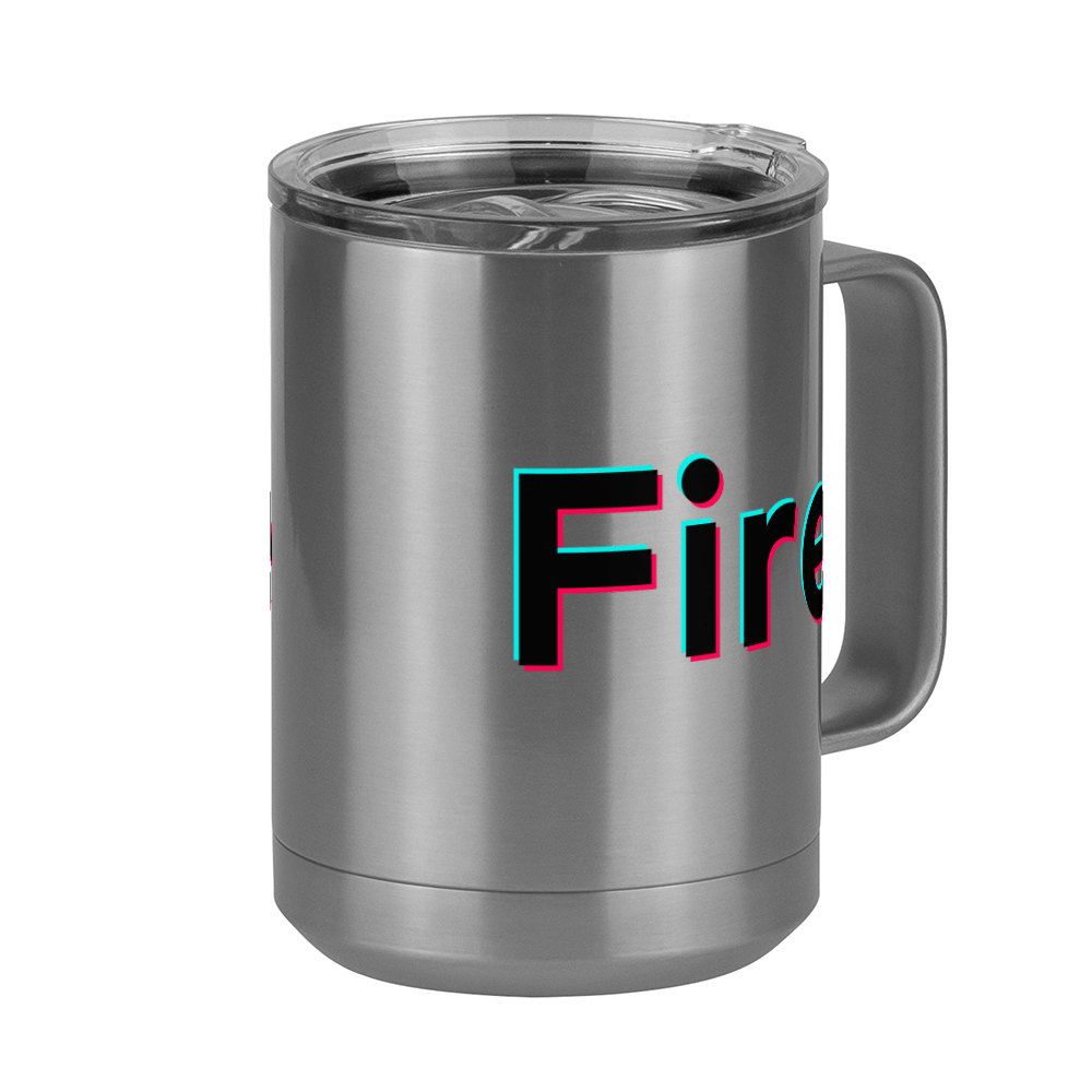Fire Coffee Mug Tumbler with Handle (15 oz) - TikTok Trends - Front Right View