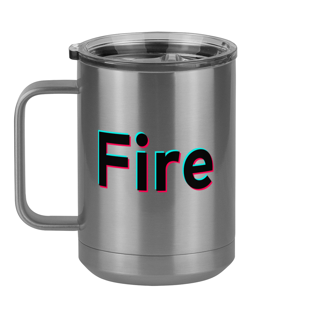 Fire Coffee Mug Tumbler with Handle (15 oz) - TikTok Trends - Left View
