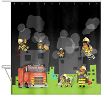 Thumbnail for Personalized Fire Truck Shower Curtain V - Black Background - Hanging View