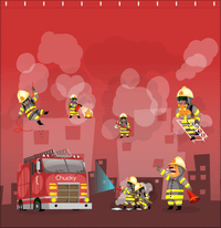 Thumbnail for Personalized Fire Truck Shower Curtain V - Red Background - Decorate View