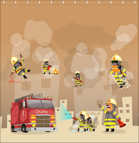 Thumbnail for Personalized Fire Truck Shower Curtain V - Light Brown Background - Decorate View