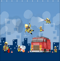 Thumbnail for Personalized Fire Truck Shower Curtain X - Blue Background - Decorate View