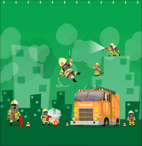 Thumbnail for Personalized Fire Truck Shower Curtain X - Green Background - Decorate View
