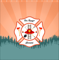 Thumbnail for Personalized Fire Truck Shower Curtain XI - Orange Background - Decorate View