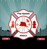 Thumbnail for Personalized Fire Truck Shower Curtain XII - Teal Background - Decorate View