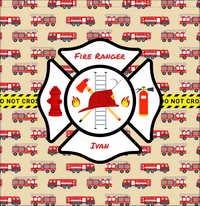 Thumbnail for Personalized Fire Truck Shower Curtain XIII - Light Brown Background - Decorate View